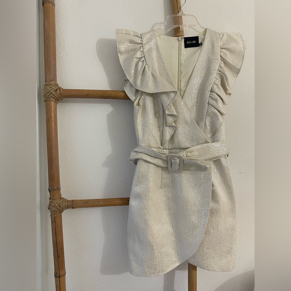 DO+BE Cream Ruffle Mini Dress